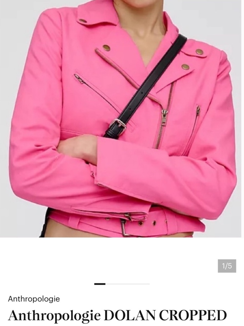 Anthropologie Hot Pink Cropped Moto Jacket